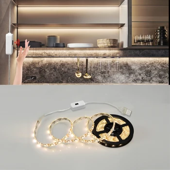 Светодиодные ленты 5V USB с датчиком движения, лампа ручной развертки, лента, светодиодные фонари для комнаты, декор для подсветки кухонного шкафа, ночник  4