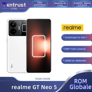 Глобальная встроенная память realme GT NEO5 NEO 5 5G Смартфон Snapdragon 8 + Gen 1 Мощностью 240 Вт С Частотой обновления 144 Гц, Основная камера 50 Мп, Дисплей 1.5K  5
