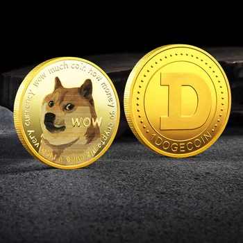 Красивые WOW Позолоченные памятные монеты Dogecoin с милым рисунком собаки Коллекция сувениров для собак Подарки  4