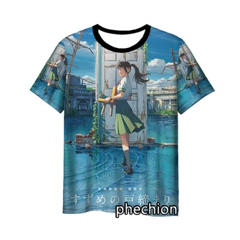 phechion, новая модная мужская/Женская повседневная футболка с 3D принтом аниме Suzume с коротким рукавом, спортивные летние топы в стиле хип-хоп L247  4