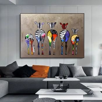 Абстрактная Зебра Холст Художественные Картины На Стене Красочные Животные Художественные Принты Африканские Животные Художественные Картины Для Стены Гостиной  4