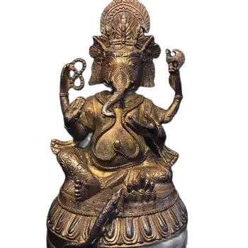 Древнекитайский Буддизм Бронзовая Статуя Слона Будды Ганапати Ганеши Господа Ганеши  0