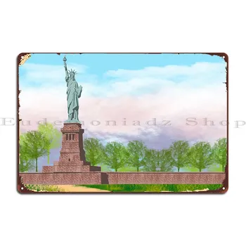 Статуя Свободы, Нью-Йорк, Металлические знаки, Фреска, Дизайн гаражной росписи, Винтажный жестяной плакат  5