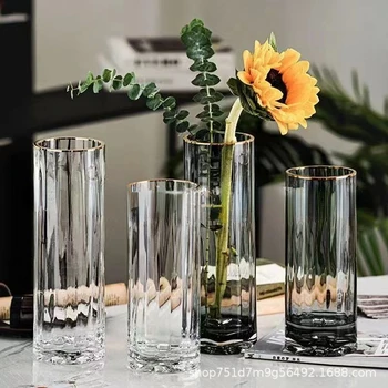 Простые креативные Легкие, роскошные Прозрачные Вазы, Стеклянные вазы с водными лилиями, украшения для обеденного стола в гостиной  4