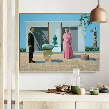 Современная пара любителей живописи Дэвид Хокни Мои родители Напечатали картины на холсте для домашнего декора гостиной и спальни, украшения стен  4