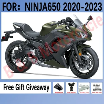 Новый комплект Обтекателей ABS Подходит для Kawasaki Ninja 650 ER6F 2020 2021 2022 2023 Комплект Кузовных работ На Заказ Матовый Зеленый Черный  5