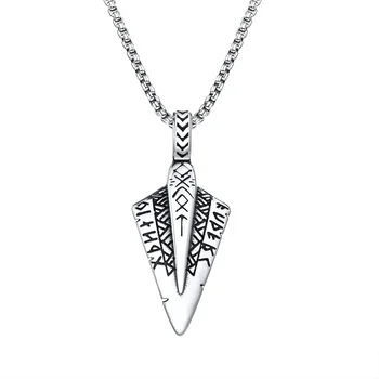 Винтажное двустороннее ожерелье со стрелкой в виде символа Викинга, мужские ретро-украшения из нержавеющей Стали  5
