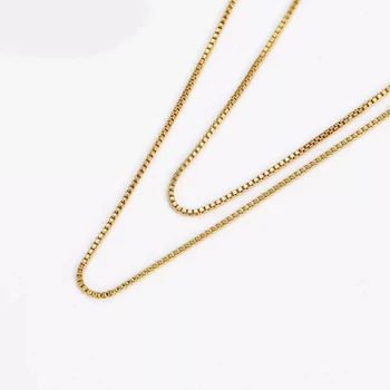 XP Jewelry - (45 см * 1 мм) Маленькая Коробочка-Цепочка Ожерелья Для Женщин Из Чистого Золота 24 к Цвет Gobal Продажа Ювелирных Изделий Мода Свинец и Никель Fr  4
