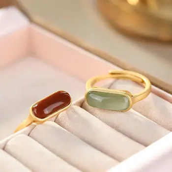 Оригинальное регулируемое кольцо от дизайнера, женские серебряные украшения из древнего золота в уникальном стиле китайского двора  5