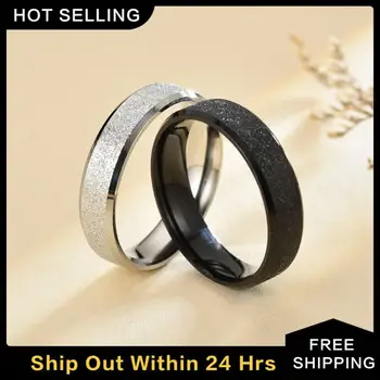 Кольцо из нержавеющей стали 6 мм, простое матовое кольцо из титановой стали, изысканные кольца для пары, роскошные женские модные ювелирные изделия, горячие продажи  3