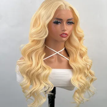 Прозрачный парик из натуральных волос на кружеве 613 цвета медовой блондинки Бразильский Remy Объемная волна 13x4 Парики из человеческих волос на кружеве для чернокожих женщин  5