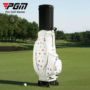 Сумка для гольфа PGM Женская телескопическая сумка на четырех колесах с плоской подачей воздуха высокого класса с вышивкой  5