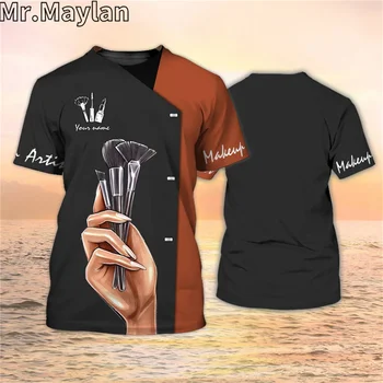 Униформа визажиста с 3D-принтом, футболки для макияжа на заказ, женская / мужская рубашка, подарок для девочек в стиле Харадзюку, летняя уличная одежда, футболка Унисекс  5