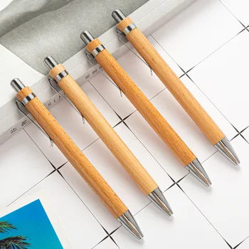 Шариковая Ручка 1шт/ Бамбук Деревянная для Студенческих Канцелярских Принадлежностей  4