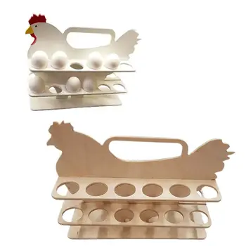 Деревянные подставки для яиц, лотки, Переносные Ящики-органайзеры для яиц с рисунком курицы, Штабелируемые Креативные контейнеры для яиц, Свежие Яйца  5